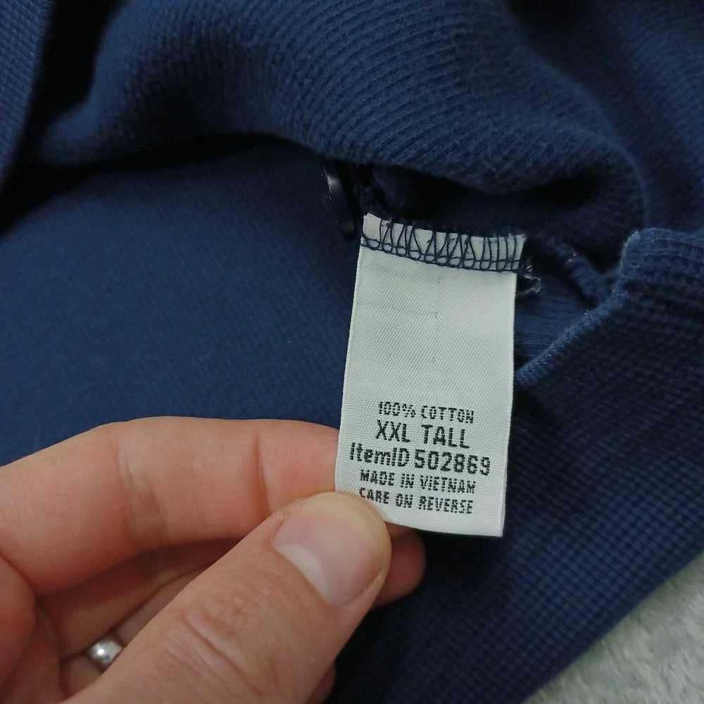 LL Bean Shirt Mens XXLT Blue Henley Pullover Outdoor Casual